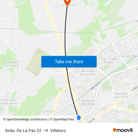 Avda. De La Paz 32 to Villatoro map
