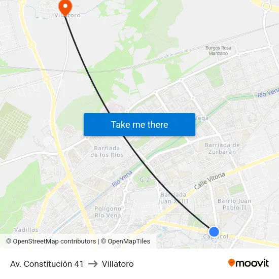 Av. Constitución 41 to Villatoro map