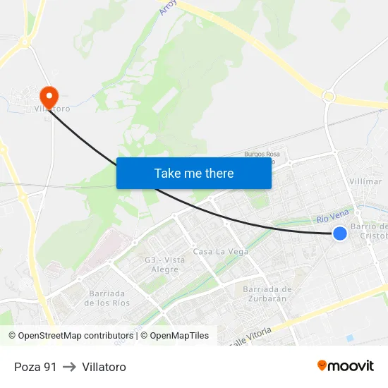 Poza 91 to Villatoro map