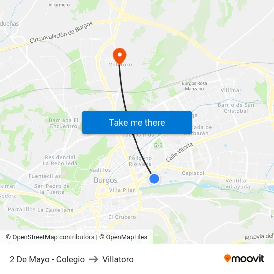 2 De Mayo - Colegio to Villatoro map