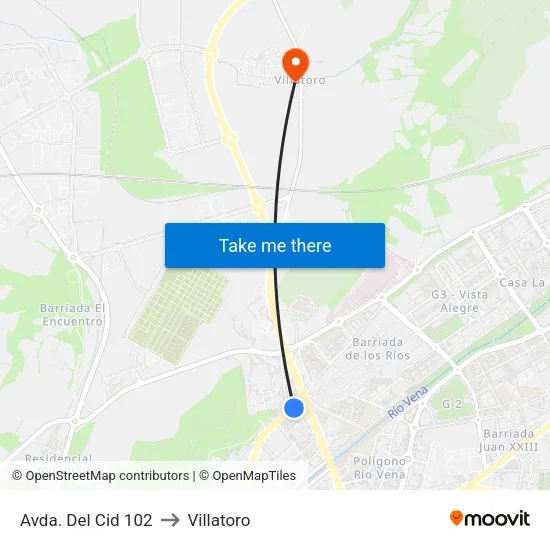 Avda. Del Cid 102 to Villatoro map
