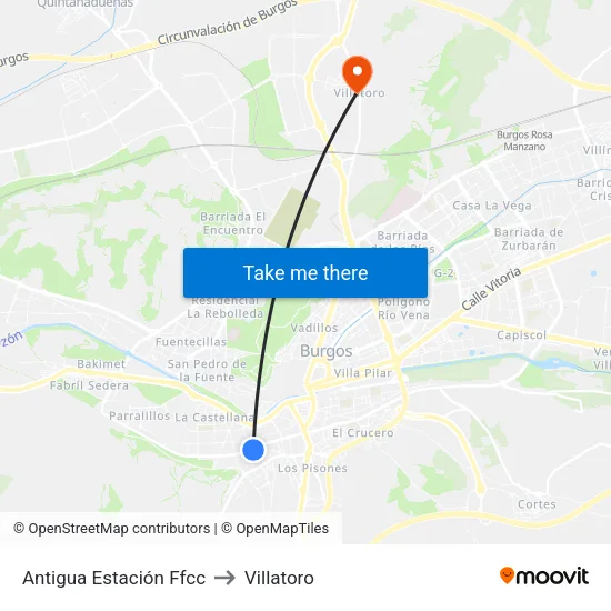 Antigua Estación Ffcc to Villatoro map