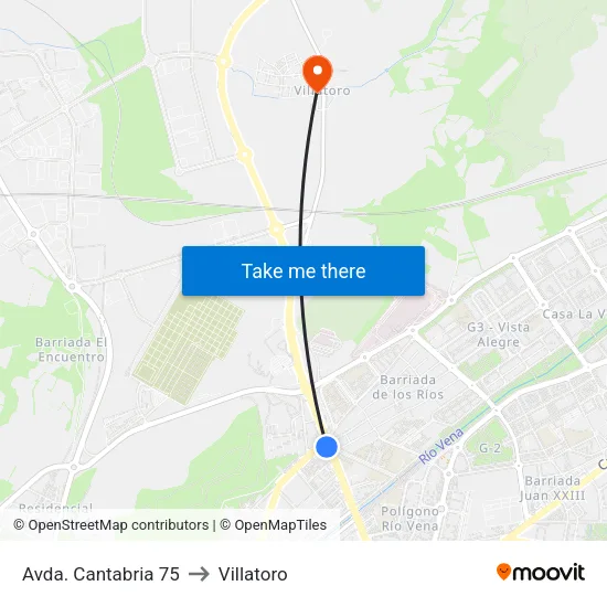 Avda. Cantabria 75 to Villatoro map