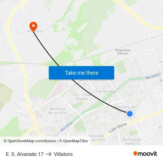 E. S. Alvarado 17 to Villatoro map