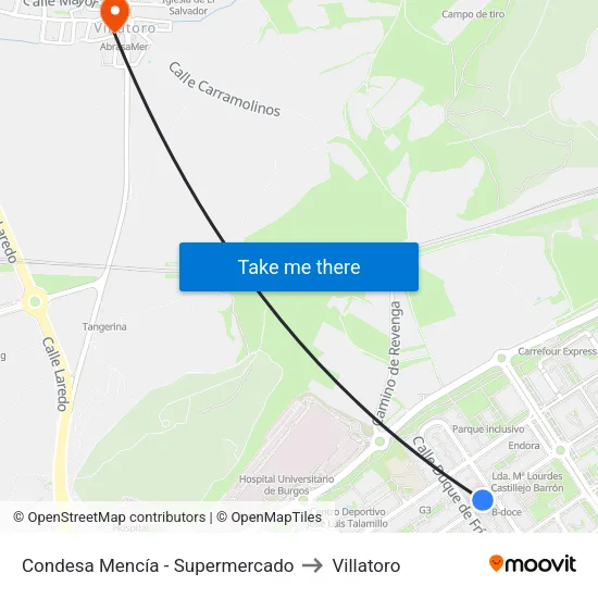 Condesa Mencía - Supermercado to Villatoro map