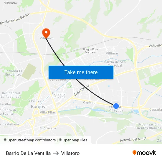 Barrio De La Ventilla to Villatoro map