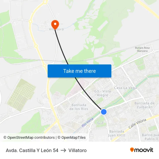 Avda. Castilla Y León 54 to Villatoro map