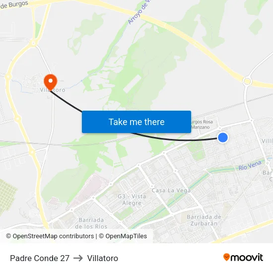 Padre Conde 27 to Villatoro map