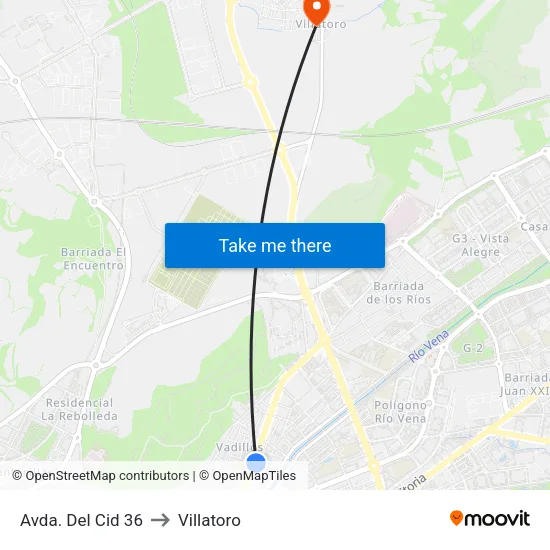 Avda. Del Cid 36 to Villatoro map