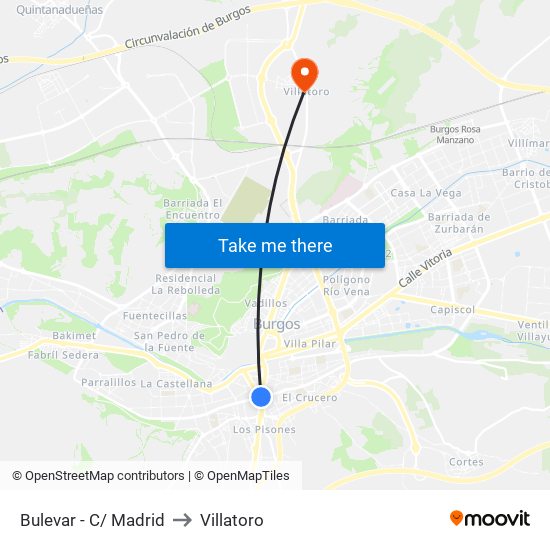 Bulevar - Madrid to Villatoro map