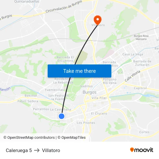 Caleruega 5 to Villatoro map