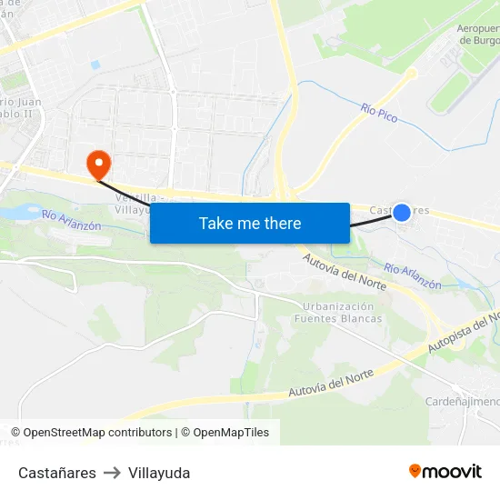 Castañares to Villayuda map