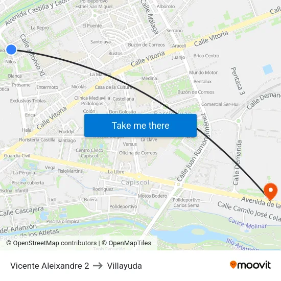 Vicente Aleixandre 2 to Villayuda map
