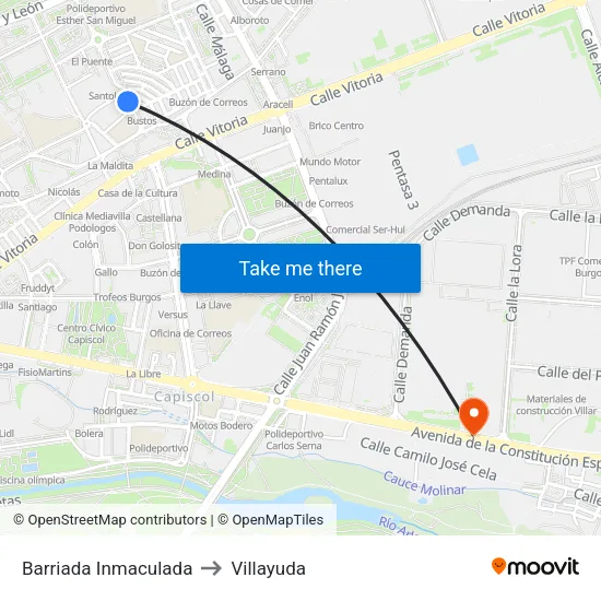 Barriada Inmaculada to Villayuda map
