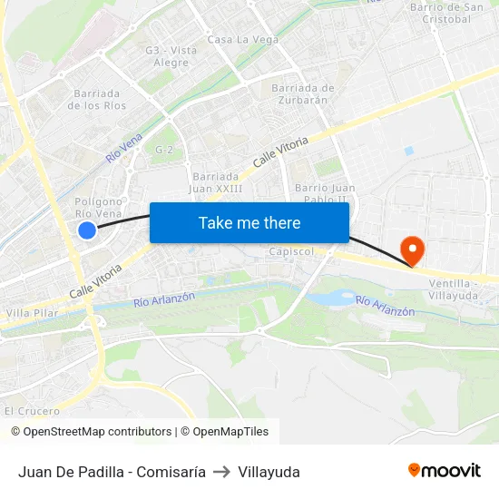 Juan De Padilla - Comisaría to Villayuda map