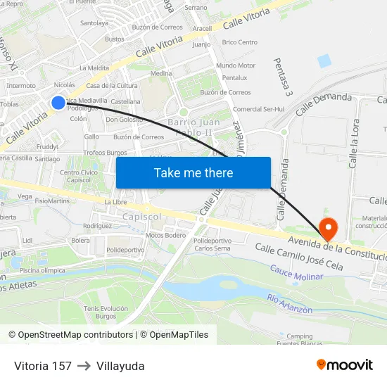 Vitoria 157 to Villayuda map