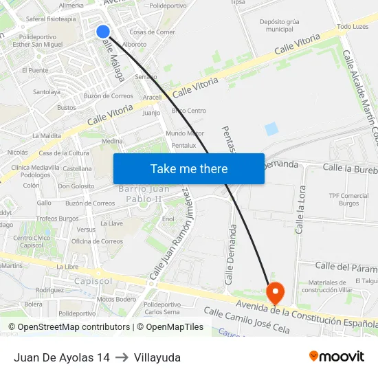 Juan De Ayolas 14 to Villayuda map