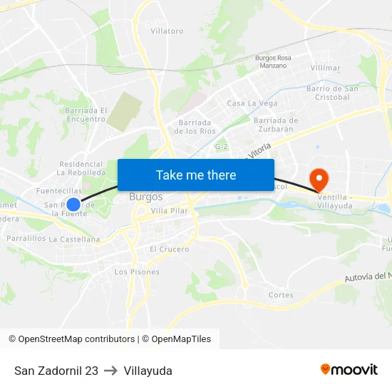San Zadornil 23 to Villayuda map
