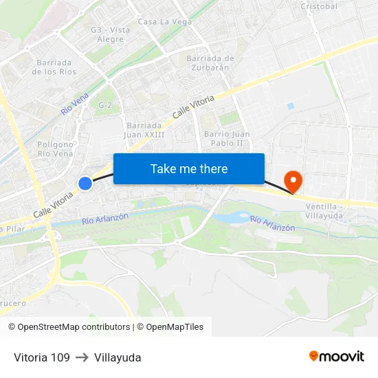 Vitoria 109 to Villayuda map