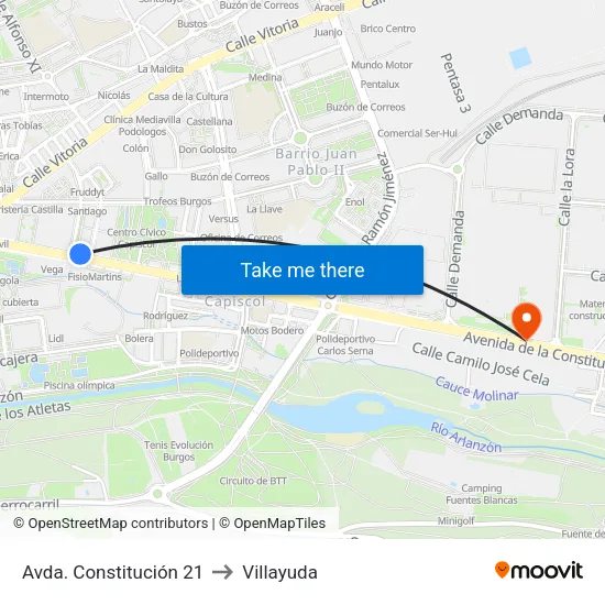 Avda. Constitución 21 to Villayuda map