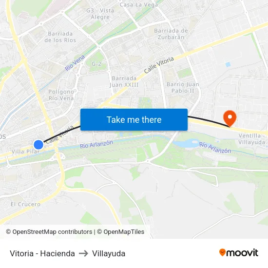 Vitoria - Hacienda to Villayuda map