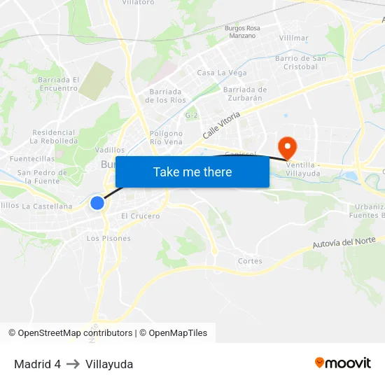 Madrid 4 to Villayuda map