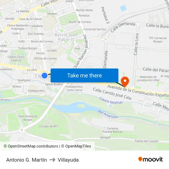 Antonio G. Martín to Villayuda map