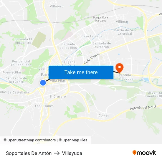 Soportales De Antón to Villayuda map