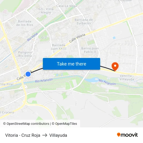 Vitoria - Cruz Roja to Villayuda map