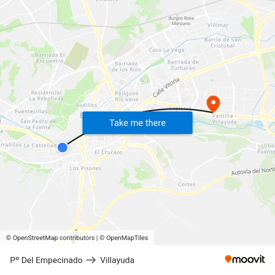 Pº Del Empecinado to Villayuda map