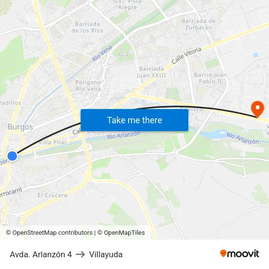Avda. Arlanzón 4 to Villayuda map