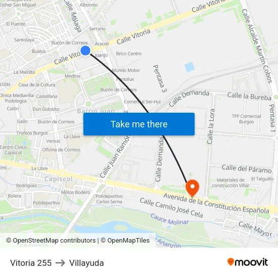 Vitoria 255 to Villayuda map