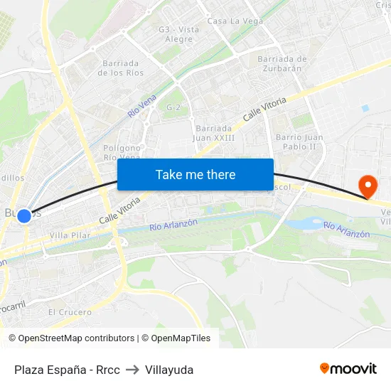 Plaza España - Rrcc to Villayuda map