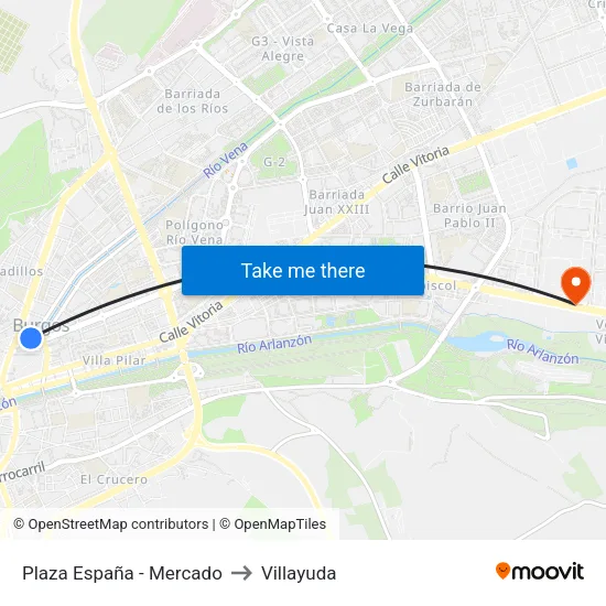 Plaza España - Mercado to Villayuda map