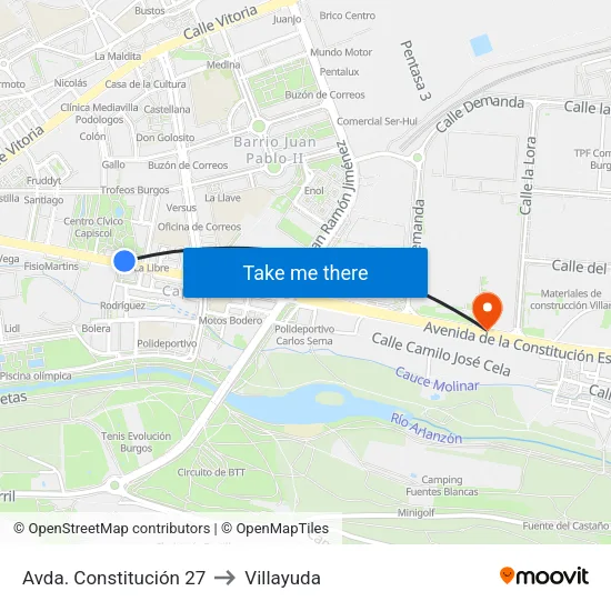 Avda. Constitución 27 to Villayuda map