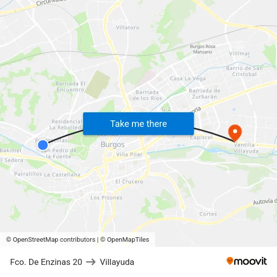 Fco. De Enzinas 20 to Villayuda map