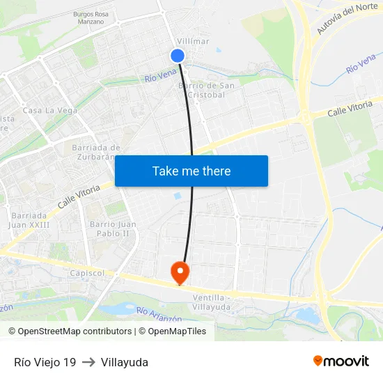 Río Viejo 19 to Villayuda map