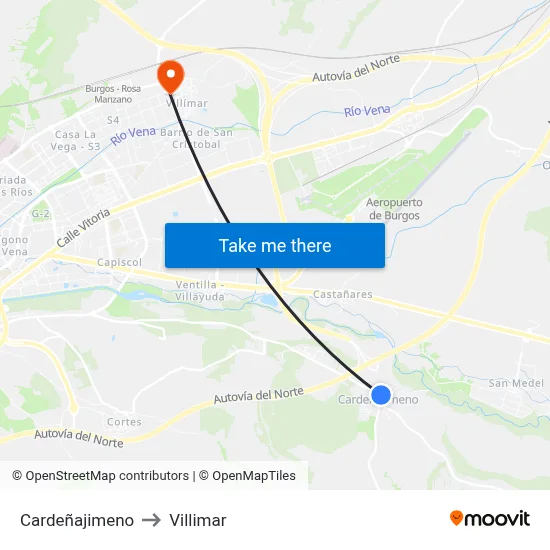 Cardeñajimeno to Villimar map