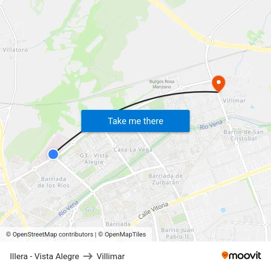 Illera - Vista Alegre to Villimar map