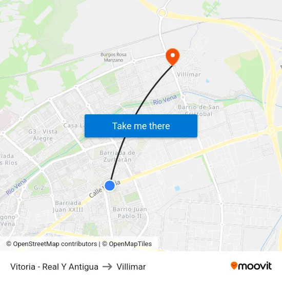 Vitoria - Real Y Antigua to Villimar map