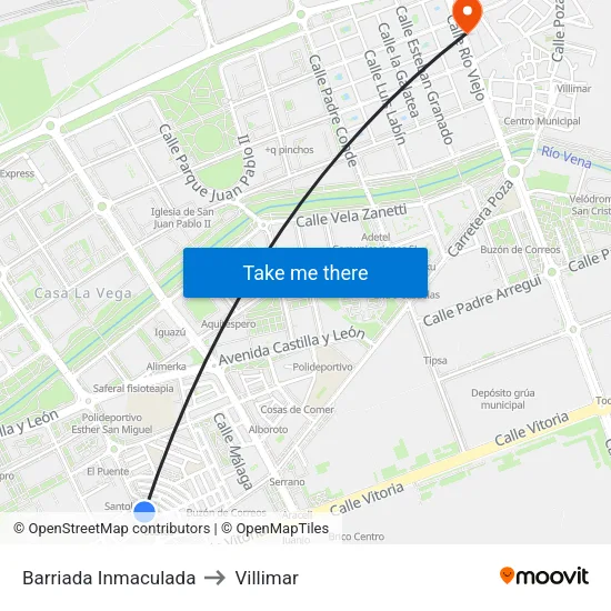 Barriada Inmaculada to Villimar map