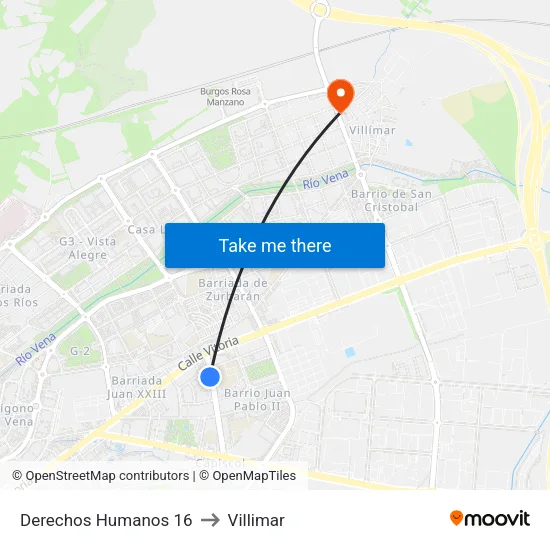 Derechos Humanos 16 to Villimar map