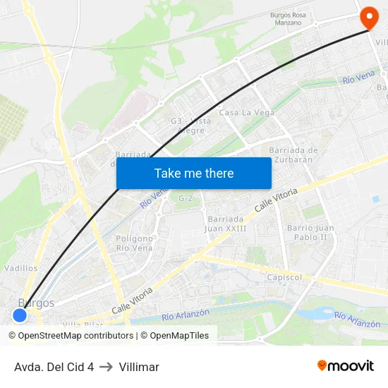 Avda. Del Cid 4 to Villimar map