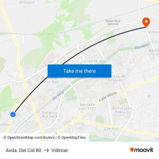 Avda. Del Cid 80 to Villimar map