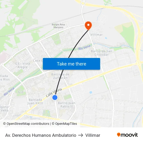 Av. Derechos Humanos Ambulatorio to Villimar map