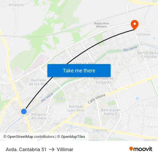 Avda. Cantabria 51 to Villimar map