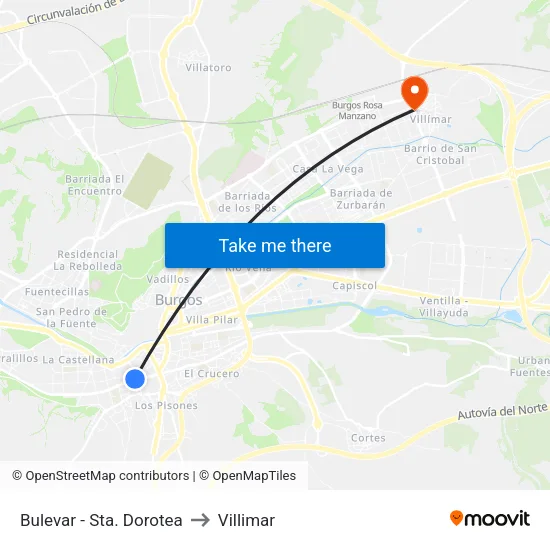 Bulevar - Sta. Dorotea to Villimar map