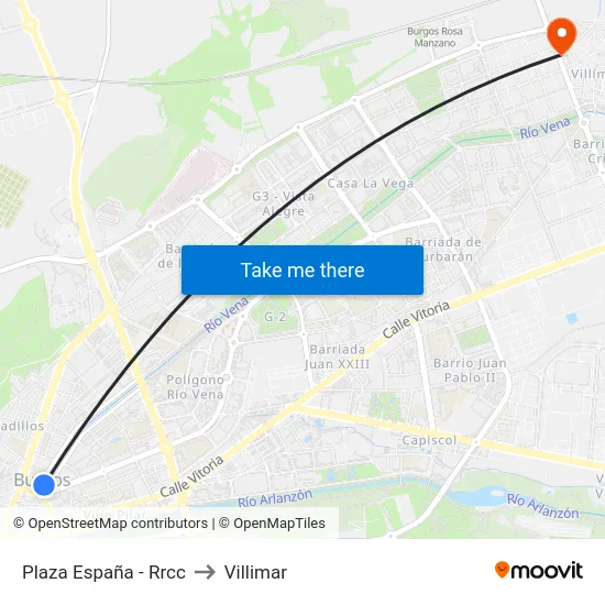 Plaza España - Rrcc to Villimar map