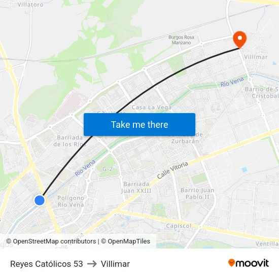 Reyes Católicos 53 to Villimar map