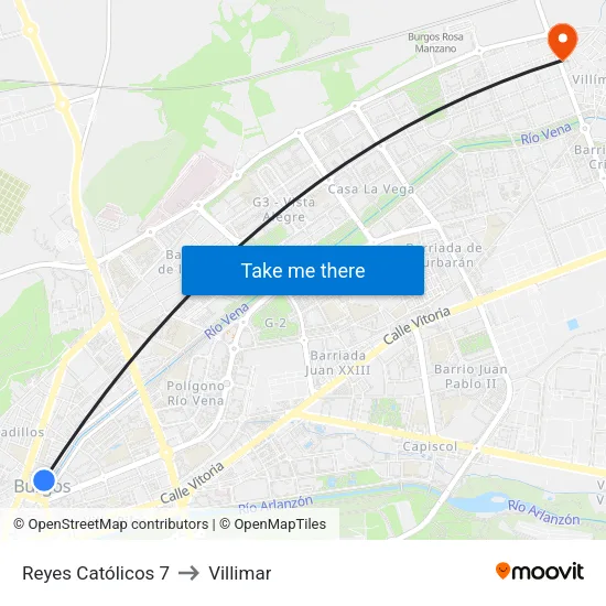 Reyes Católicos 7 to Villimar map